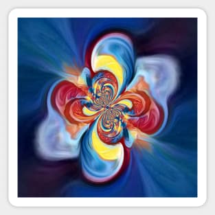 vividly coloured pattern in turquoise blue yellow and red twisting design Sticker